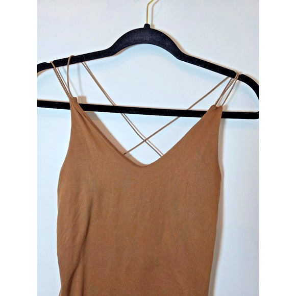 Vintage Y2k Brown Cami Top Women's Spaghetti Strap Cropped Size Small - Picture 2 of 8